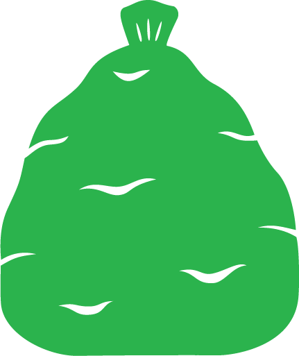 A carton of a green rubbish bag.